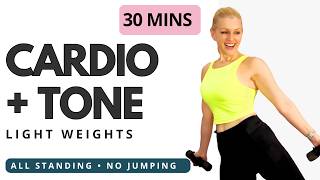 Light Weight Full Body Workout | Cardio + Tone Supersets | All Standing | No Jumping