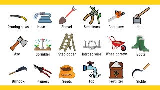 List of Garden Tools in English for Beginners |  Vocabulary of Garden | List of Gardening Tools