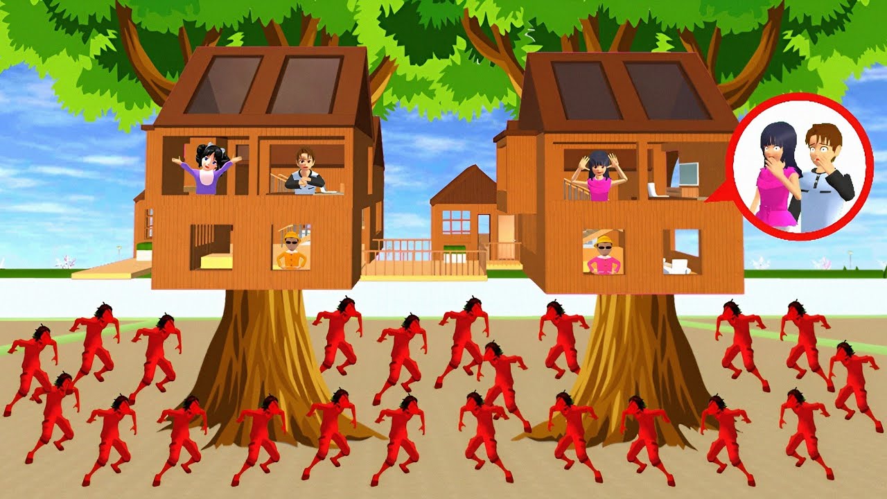 Yuta Mio Buat Rumah Pohon Paling Aman Di Dunia Dari Banyak Zombie | Sakura School Simulator