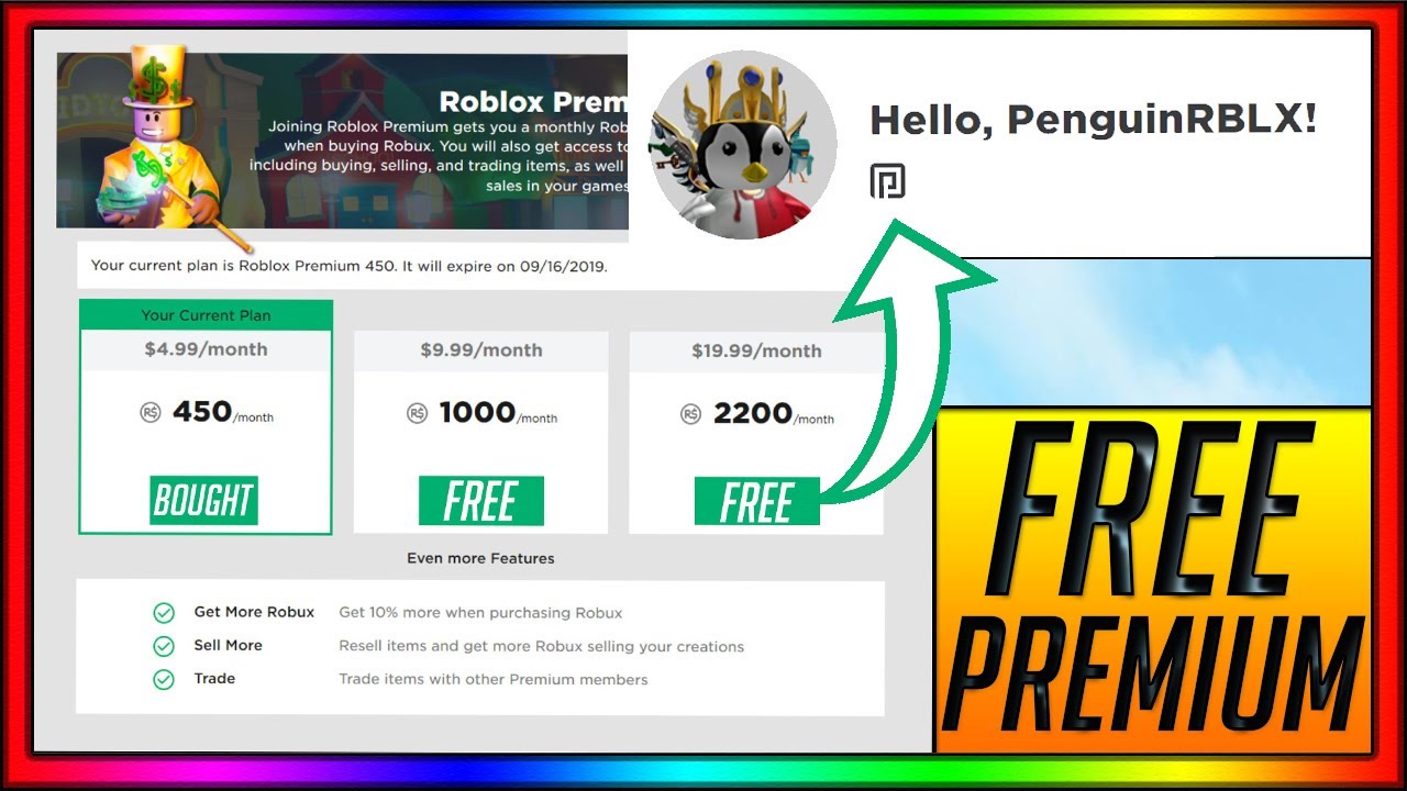 How To Get Premium For Free Roblox Youtube