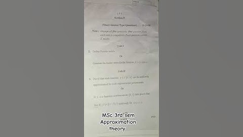 MSc 3rd Approximation theory Question paper RDVV University