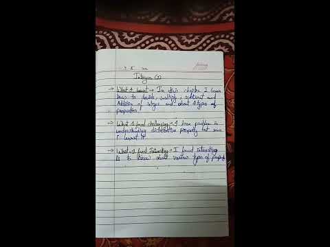 learner's diary class 7 Maths chapter 1 integers - YouTube