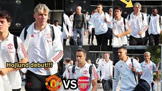 Hojlund debut ?, Hojlund, Reguilon, Bruno, Bayindir arrive London for Man United vs Arsenal.
