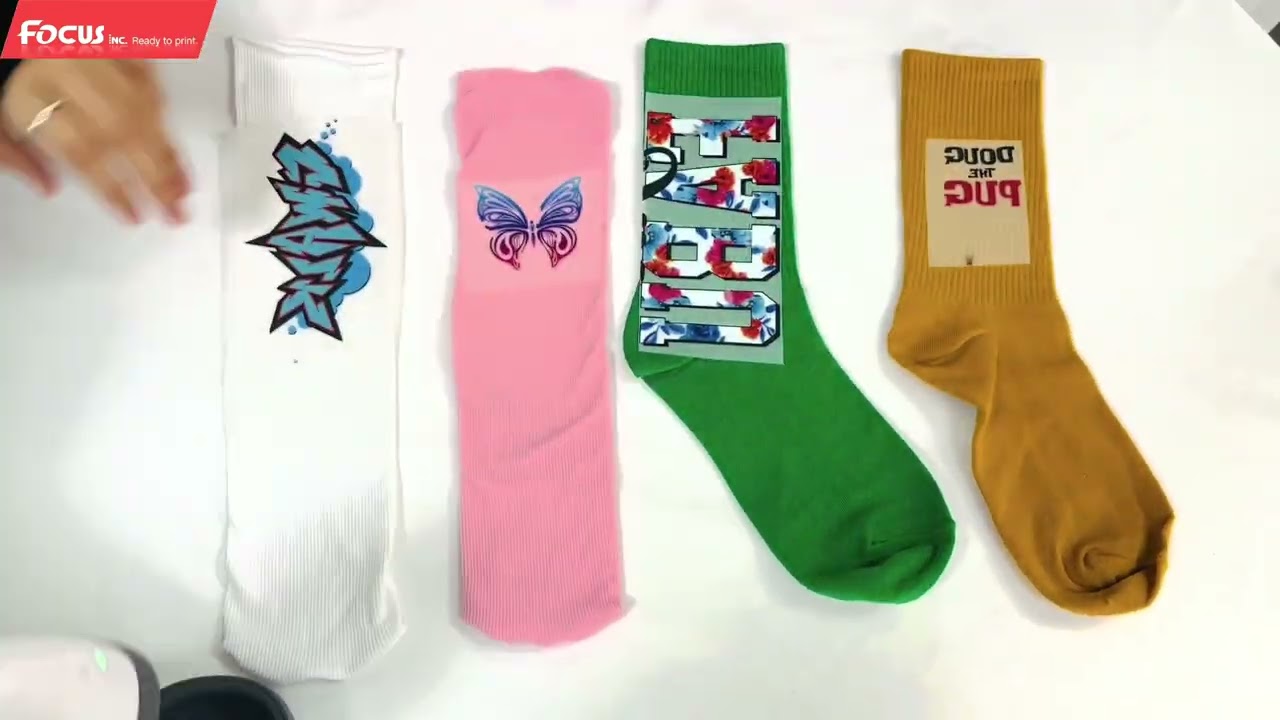 FocusInc new dtf printer all in one 40cm print film transfer on sock,hat and bag with nice effects!