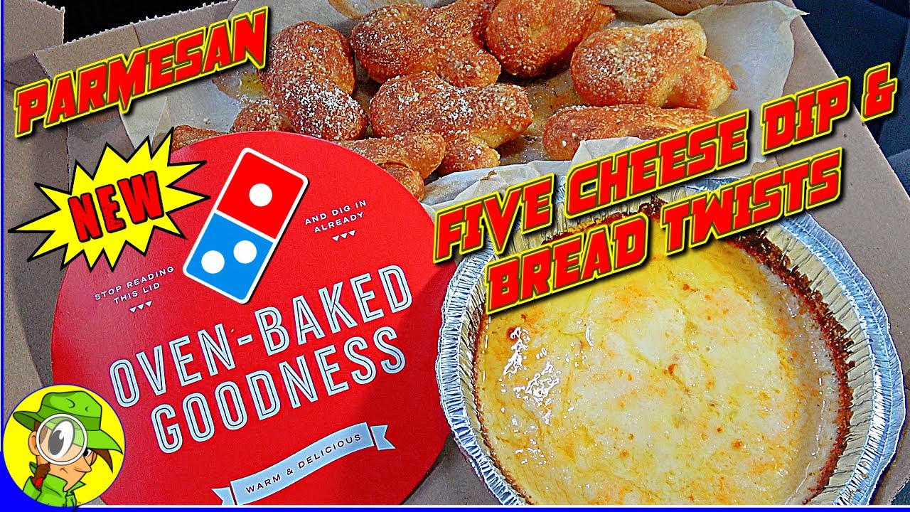Domino's® 🎲 FIVE CHEESE DIP & PARMESAN BREAD TWISTS Review 🧀🫕🪢 Peep