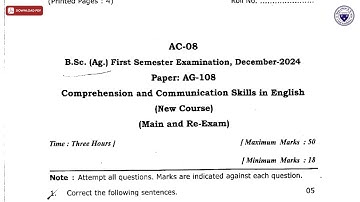 BSC 1ST SEM AG COMPREHENSION AND COMMUNICATION SKILLS IN ENGLISH AC DEC 2024 | DBRAU