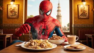 Spider-Man Tries Hyderabadi Biryani & Irani Chai 🍗☕ | Funny TectonixIndia Shorts