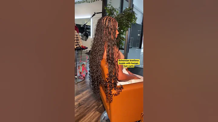 Bohemian knotless braids with human hair curls #bohemianbraids #bohemianknotlessbraids
