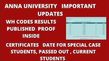 Annauniversity updates | WH codes Result published | certificates date| special case|  students 2021