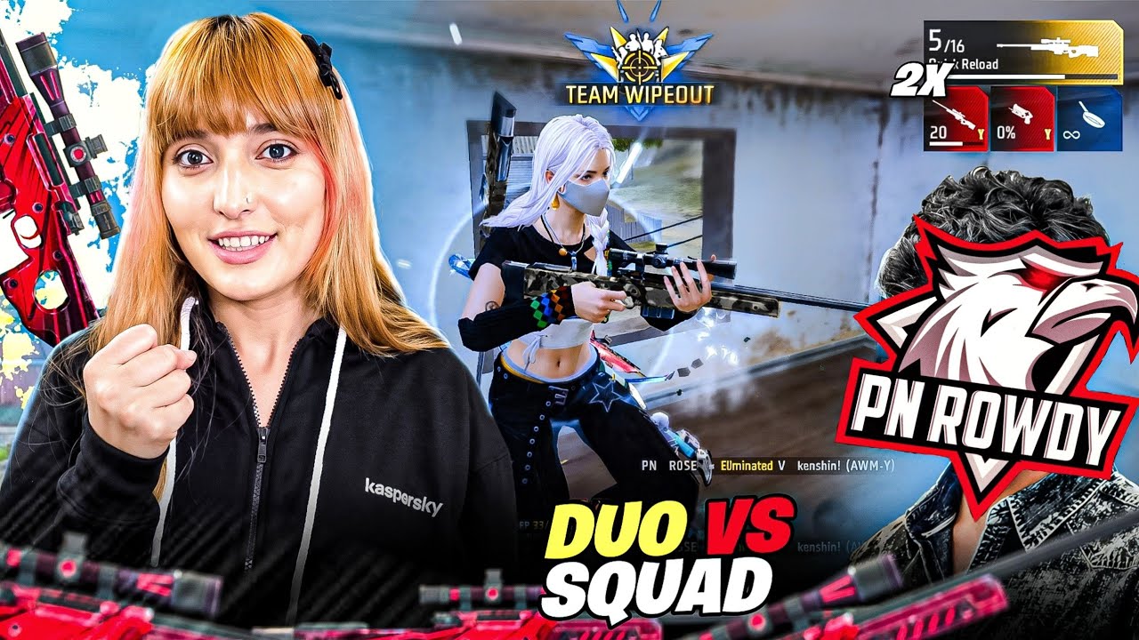 Pn Rose PN ROSE & PN ROWDY Duo vs Squad Rank Gameplay - FreeFire Max - YouTube