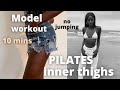 10 min thighs workout  pilates no jumping low impact quiet workout for model thighs and legs