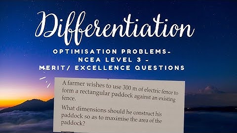 NCEA Level 3 - Differentiation- optimisation questions (Merit/Excellence Questions) -01- 🔇