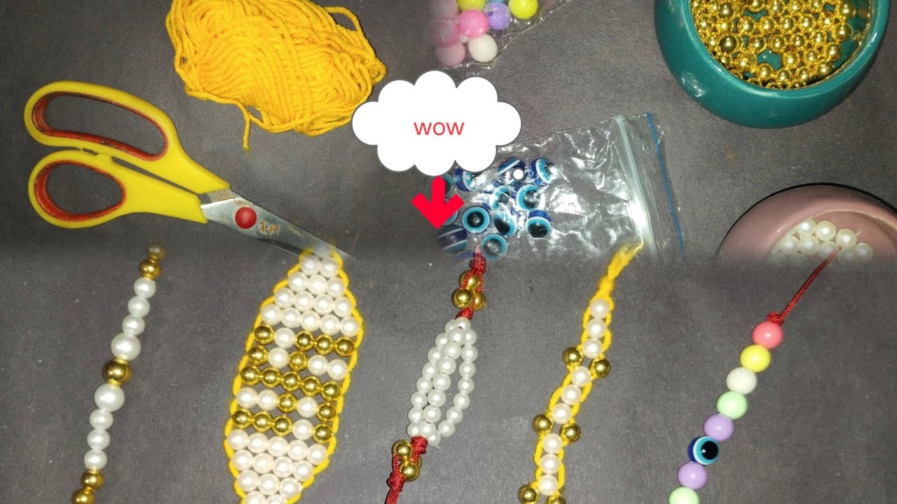 5 Beads Rakhi making Ideas//How to make Rakhi at Home//Easy Rakhi ...