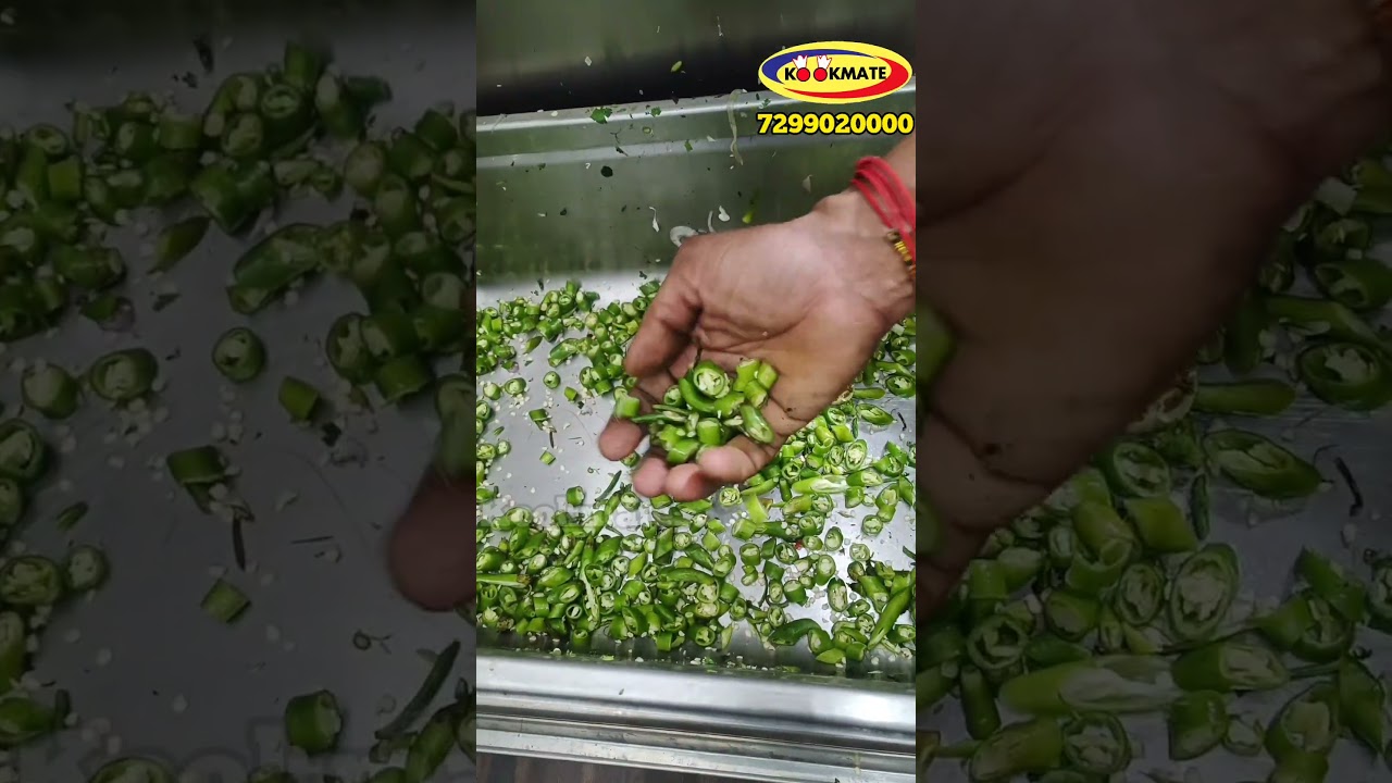 Green Chilli Cutting in 300 KG/hour Commercial Conveyor Leafy & Long Vegetable Cutting Machine