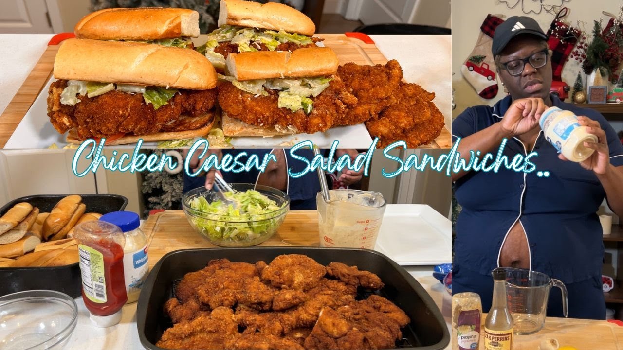 I Made the Viral TikTok Chicken Caesar Salad Fried Chicken Sandwich | Crispy & Juicy