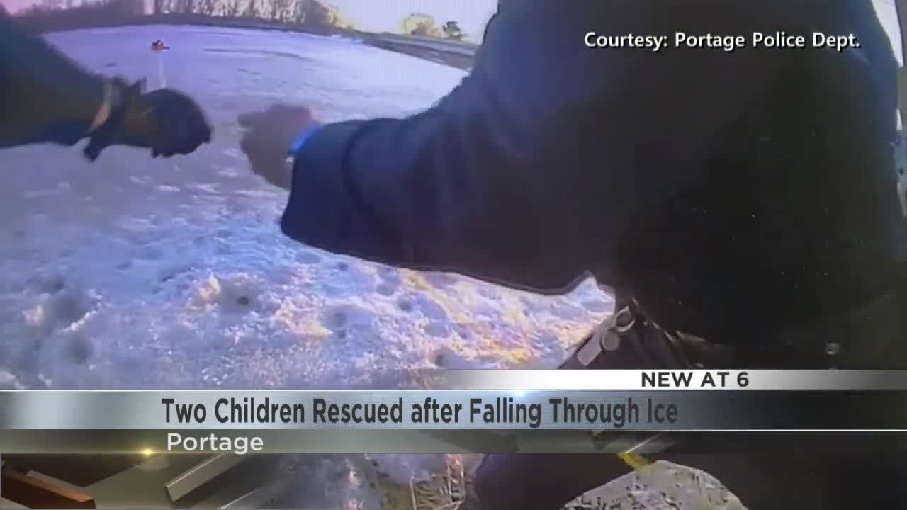 Two Children Rescued after Falling Through Ice - YouTube