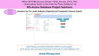 Office 2019 Access Grader YO19_Access_Ch12_PS1 - Automating Tasks in the Putts for Paws Database 1.0