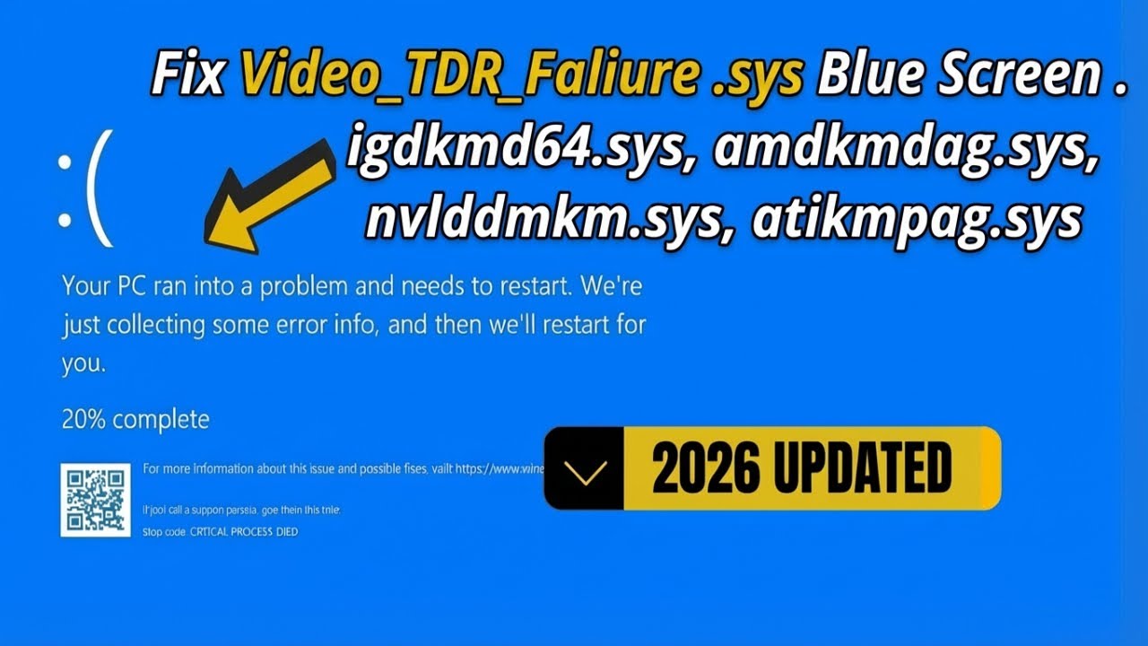 How To Fix Video_TDR_Failure igdkmd64.sys, amdkmdag.sys, nvlddmkm.sys, atikmpag.sys