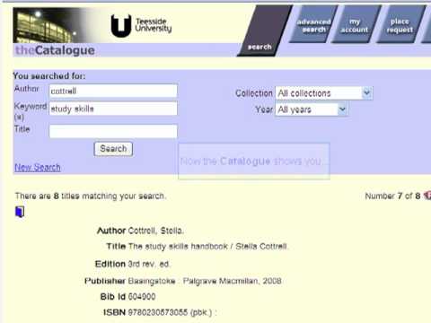 Using Teesside University Library Catalogue