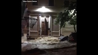 Wild video: Rushing floodwaters overtake Covington city streets Saturday night