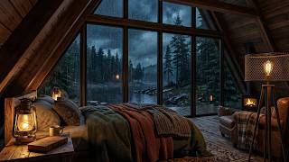 Soothing Rain Sounds &amp; Soft Piano - Rainy Lake Cabin POV for Deep Sleep