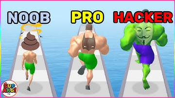 NOOB vs PRO vs HACKER in Muscle Rush | All Levels Gameplay Walkthrough (iOS,Android)