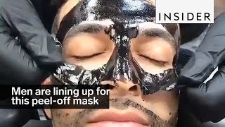 Men are lining up at this barbershop to get a peel-off mask(Studio X5 in Palos Hills, IL applies a carbon black mask on customers. https://www.instagram.com/moe_barber1/, 2016-10-11T17:46:04.000Z)