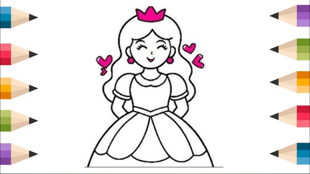 Beautiful Barbie Girl Drawing for kids, Painting & Coloring for kids, Toddlers | Draw Together 🎨🎨😆☺️