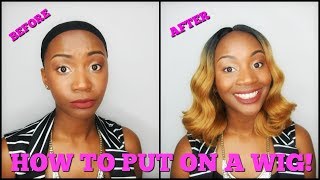 HOW TO PUT ON A WIG! (BEAUTY SUPPLY STORE AND SYNTHETIC WIGS!)