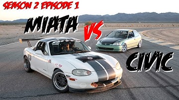 Driver Battles Season 2 Ep 1 Mazda Miata vs. Honda Civic Hatch (Ek)