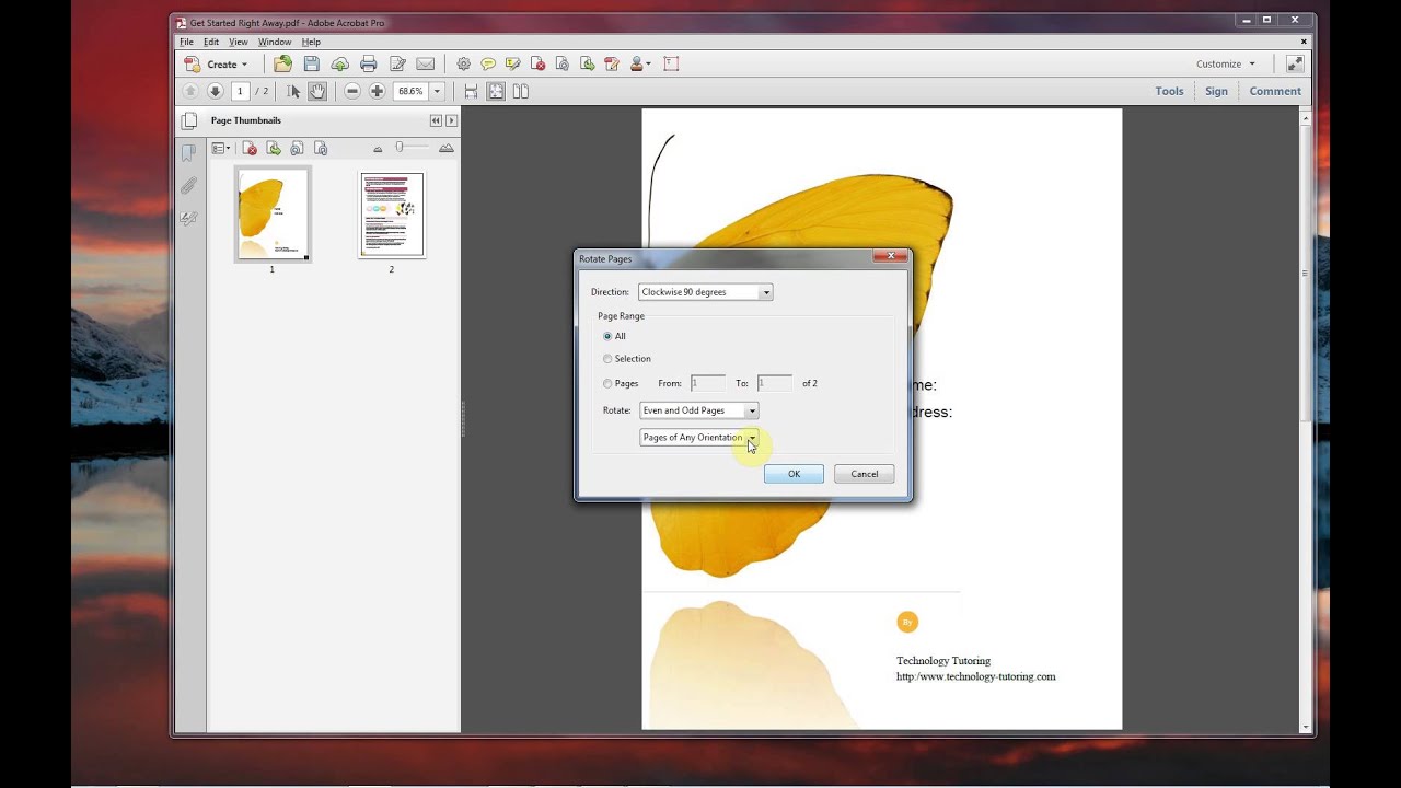 how to rotate pdf document in adobe reader