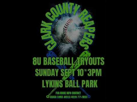 The Clark county reapers are hosting a baseball tryouts. If interested