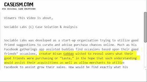 Sociable Labs (C)  Case Solution & Analysis- Caseism.com