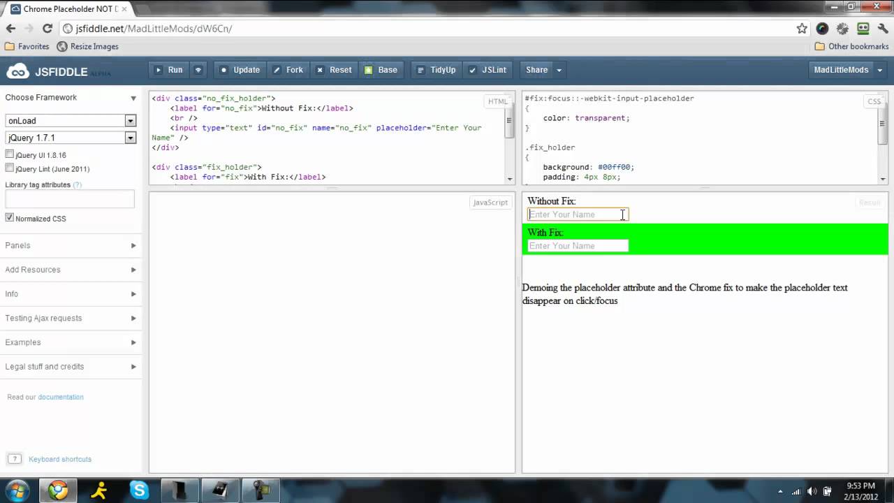 Placeholder Attribute Chrome Fix - YouTube