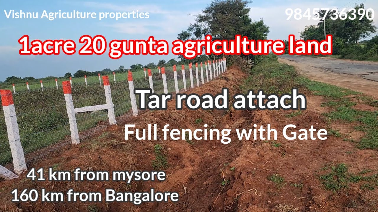 1 Acre 20 Gunta agriculture land for sale Tar Road attach fencing gate