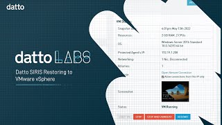 Datto Labs:  Datto SIRIS Restoring to VMware vSphere screenshot 5
