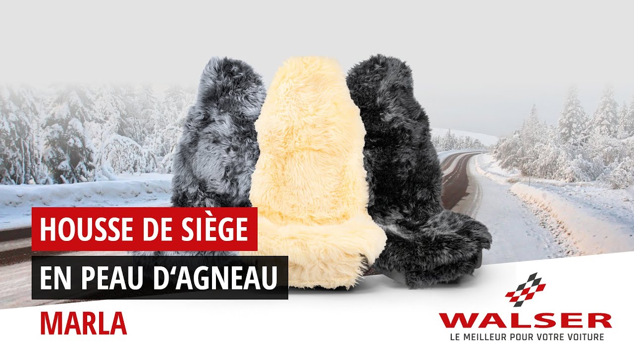 WALSER Housse De Siège Auto En Peau D'agneau Nineve, 100% Peau De Mouton Housse De Siège Pour Voiture, 1 Pièce De Fourrure D'agneau Housses De Sièges Avant De Voiture Beige