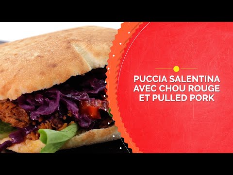 Puccia Salentina avec chou rouge et Pulled Pork