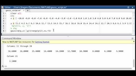 MATLAB curve fitting