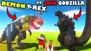 DEMON T-REX vs SHIN GODZILLA SHINCHAN and CHOP in ANIMAL REVOLT BATTLE SIMULATOR