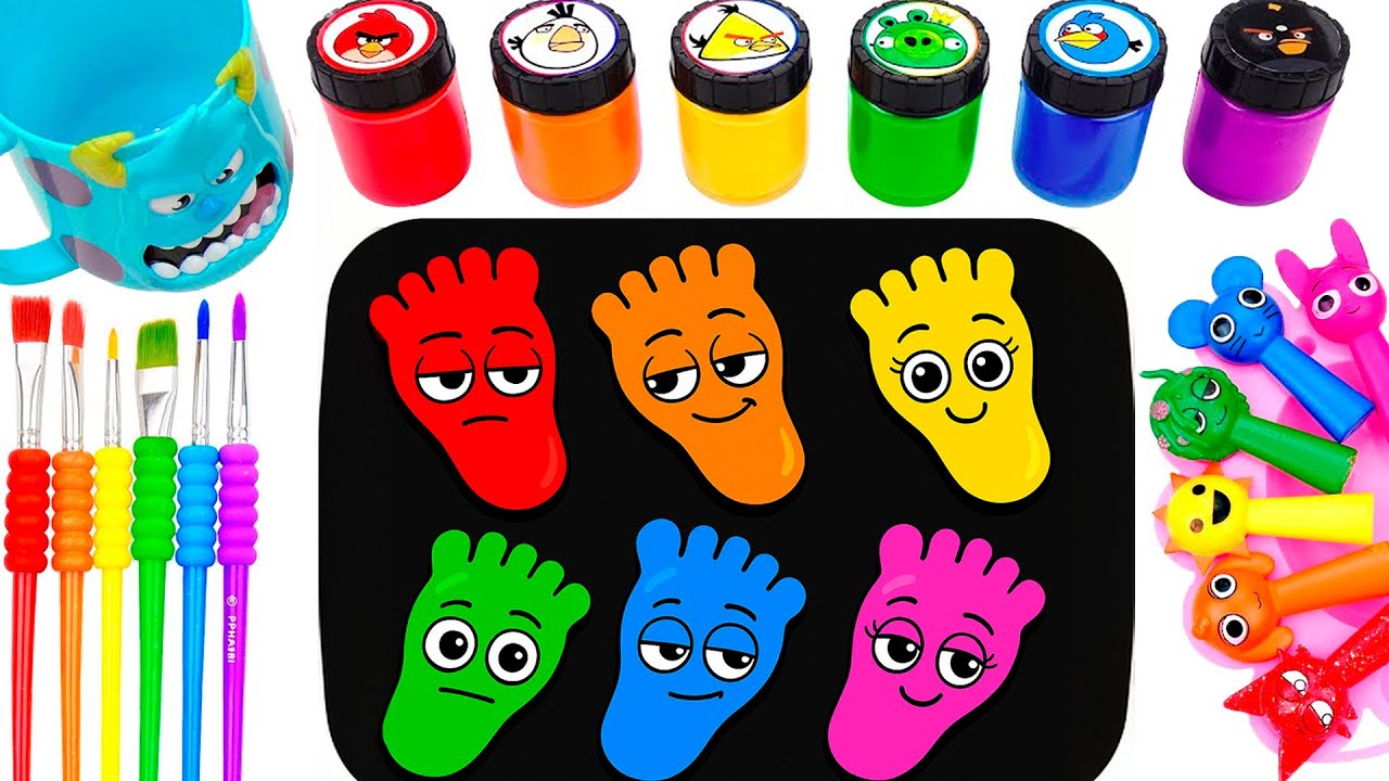 Satisfying Video | DIY How To Make 6 Giant Rainbow Hearts Emoji Magic from Slime Paint Glitter Mix