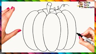 How To Draw A Pumpkin Step By Step 🎃 Pumpkin Drawing Easy