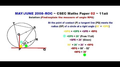 Paper2-CSEC-MATHS-385 ~ Circle Geometry & Tangent-Radius Theorem ~ May/June 2008–ROC Number 11aii