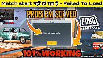 Failed To Load Return To The Lobby 101% Problem Solve | Pubg Mobile Lite Matching Problem Solved