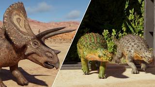 Torosaurus & Minmi vs T-Rex - Male & Female, Adult & Juvenile + All Skins - JWE 3 (4K 60FPS)