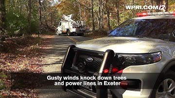 VIDEO NOW: Gusty winds knock down trees and power lines in Exeter