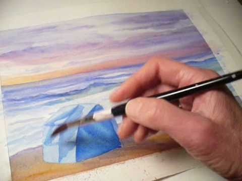 Watercolor Seascape Painting Demonstration of Florida Delray Beach at Dawn by Janet Zeh Original Art
