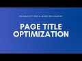 SEO Page Title  - How to optimize Title Tags for SEO