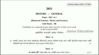 CU History general SEC-A-1 Question paper 2021 || Calcutta University previous year question paper