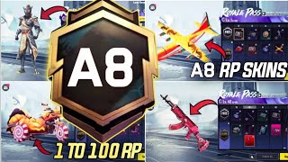 🔥A8 ROYAL PASS // 1 TO 100 RP REWARDS // ACE 8 ROYAL PASS LEAKS ( A8 ROYAL PASS PUBG MOBILE/BGMI )